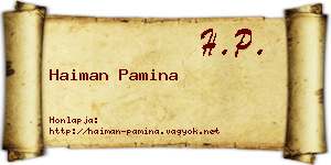 Haiman Pamina névjegykártya